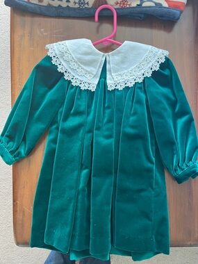 Green Velvet Toddler Dress